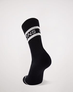 Unisex Signature Merino Crew Sock - Black White